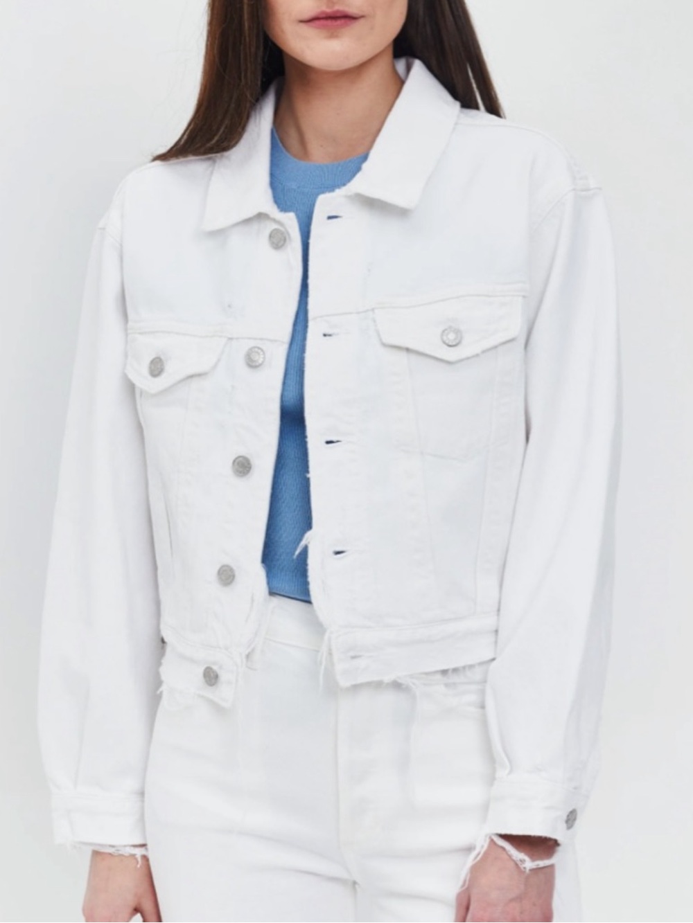 Agolde White Cropped Denim Jacket
